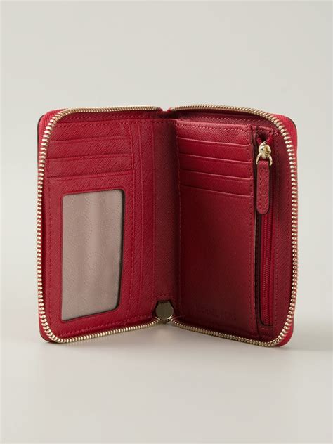 michael kors jet set scarlet red wallet|michael kors zippered wallet.